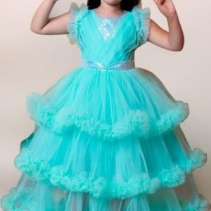 layered tulle party gown